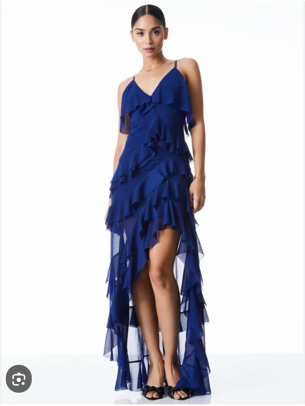 Alice + Olivia Cobalt Blue Tiered Ruffle High-Low Dress